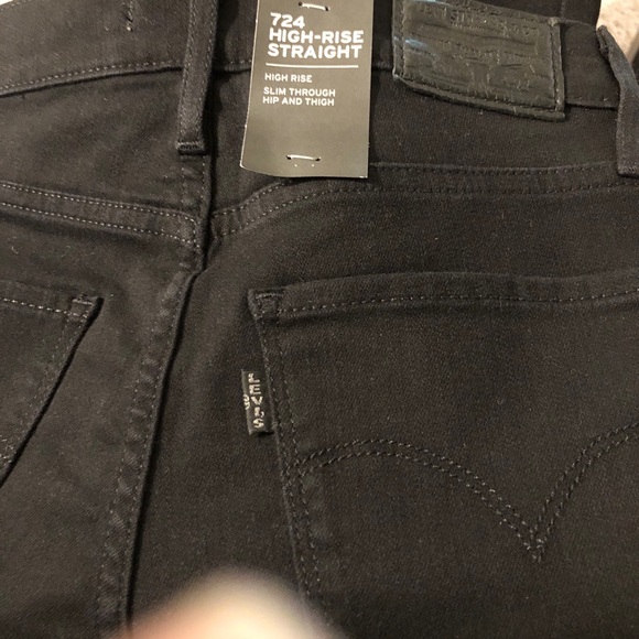 NWT Levi’s 724 High Rise Straight jeans black 24 - Picture 6 of 9